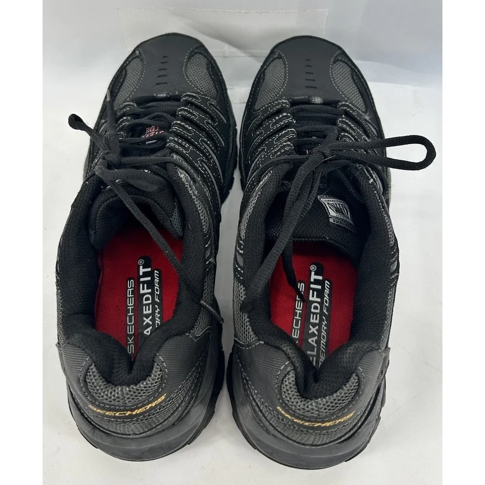 Skechers Cankton Steel Toe Work Shoe Black With Grey Mens Size 9.5